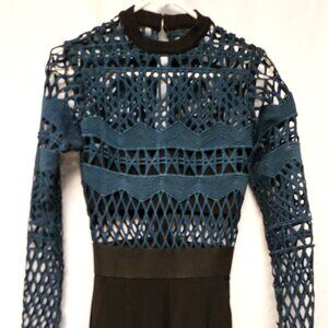 Taylor Swift choice Self-Portrait black/green openwork crochet mesh jumpsuit 2